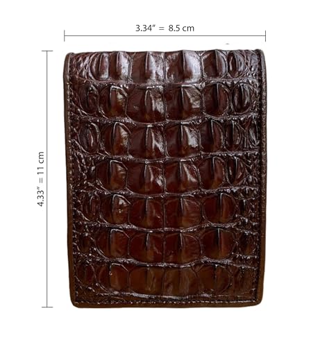 Genuine Alligator Wallets Men, Real Crocodile Bifold Wallets For Men (Brown alligator hornback skin size 3.34"" x 4.33""), ALLGWL686862