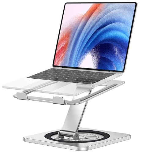 EOIWUY Soporte Portatil Mesa, [360° Giratoria Base] Elevador Portatil de Aleación Aluminio, Ergonómica & Plegable Laptop Stand para Trabajo en Equipo Compatible con MacBook Pro/Air, HP (10-16')