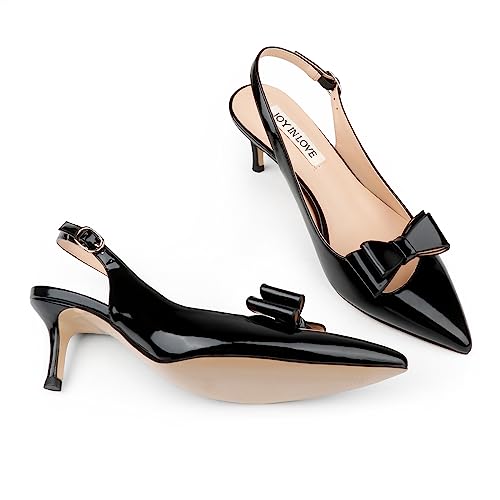 Image of JOY IN LOVE Slingback Kitten Heels for Women Closed Pointed Toe Pumps Dress Shoes