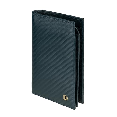 Image of Premium RFID Blocking Wallet for Men | Slim Carbon Fiber Leather with 12 Card Slots, Clear ID Window & Cash Pocket | Durable Bifold Genuine Cow Fiber Leather Wallet (Carbon Blue)