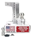 Weigh Safe Adjustable Trailer Hitch Ball Mount - 8" Adjustable Drop Hitch for 2.5" Receiver - Premiu