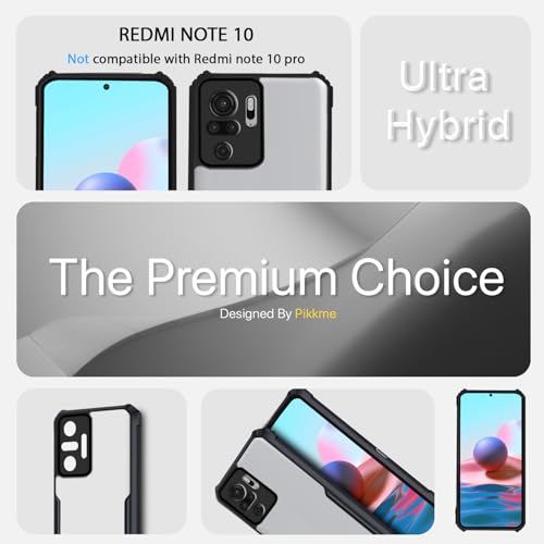 Image of Outlouders Back Cover for Mi Redmi Note 10 / Redmi Note 10s | Ultra Hybrid Transparent | Full Camera Protection | Raised Edge | Crystal Clear Bumper Case (Black)