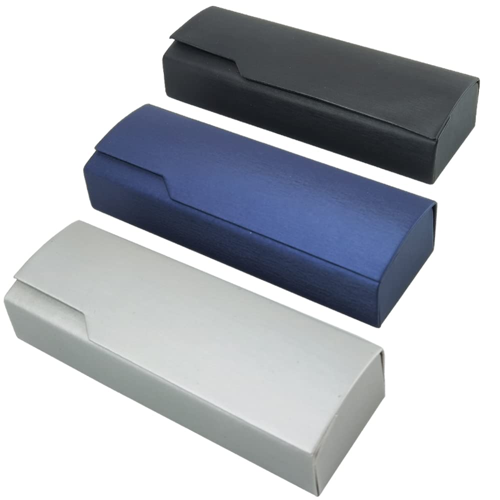 YAVO-EUCuero Rígido Estuche de Anteojos，3 Piezas Funda Gafas De Sol Cuero Caja de Gafas Portátil Estuche para Gafas con Cierre Magnético para Mujeres, Hombres, Niños