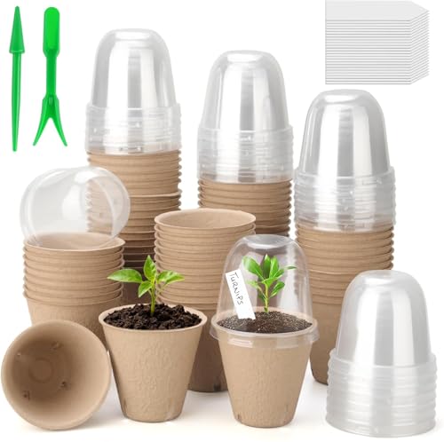 50 Set 3.15 Inch Peat Pots Plant Starters for...