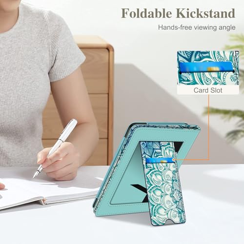 Image of Fintie Case for 7 inch /6.8 inch Kindle Paperwhite(12th /11th Generation-2024 /2021) and Kindle Colorsoft Signature Edition -Slim Foldable Stand Cover Auto Wake /Sleep for Paperwhite 2024,Emerald Illusions