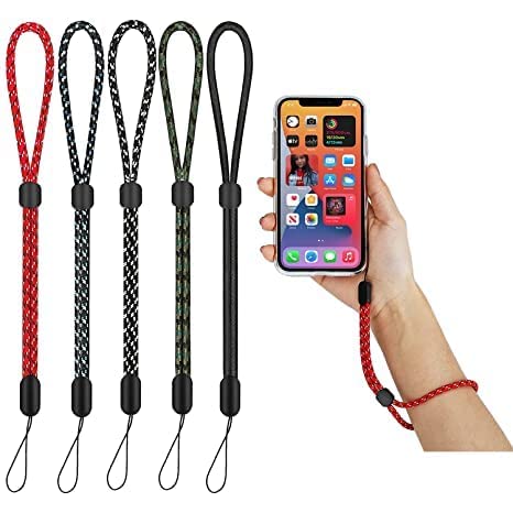 KICKZU 6pcs Multipurpose mobile Hand Wrist Strap lanyard - Adjustable Nylon Wristlet Straps Keychain String for pendrive & phone Compatible with mobile, Keys, Cameras, ID & USB Flash pen Drives