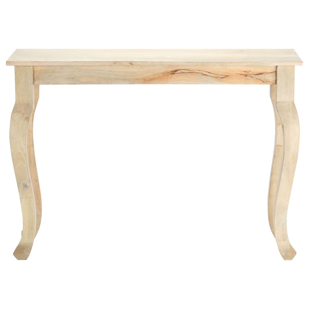 Mesa consola de 110 x 35 x 77 cm, madera maciza de mango, mesa auxiliar clásica con líneas curvas, elegante mesa de pasillo de madera de mango resistente para salón y vestíbulo