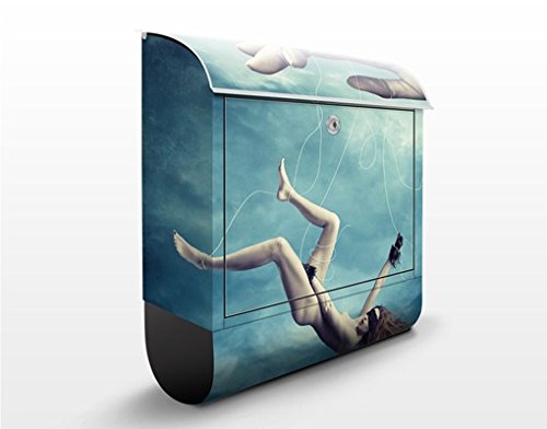 Preisvergleich Produktbild Briefkasten mit Zeitungsrolle Fallende Frau 46cm x 39cm