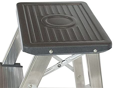 Miniatura 2 de Taburete Plegable Escalera Aluminio 3 Peldaños De Tijera Super Resistente Hasta 150kg Acero Y Alumino Antideslizante Altura De Trabajo Hasta 245cm 3 Peldaños