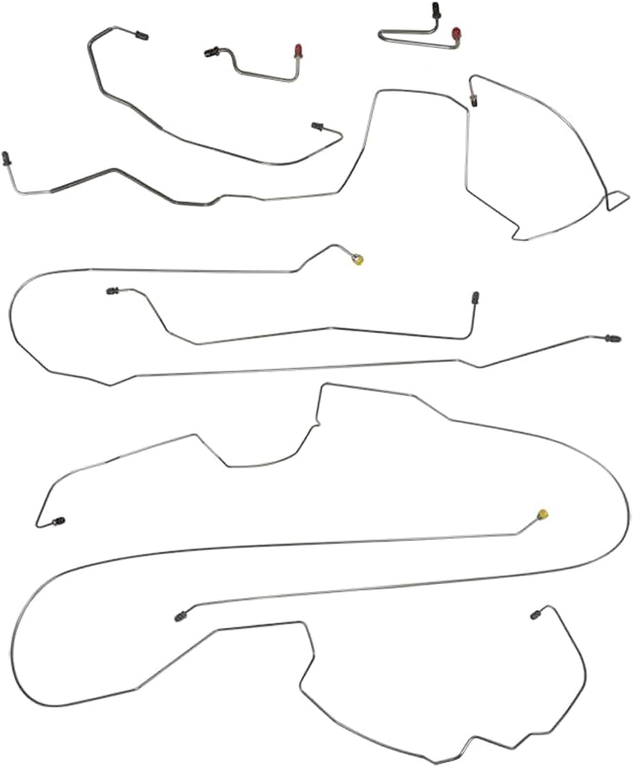 Inline Tube Compatible with 2000-05 Chevrolet Impala Four-Wheel Disc w/ABS Complete Brake Line Kit 8pc, OE Steel