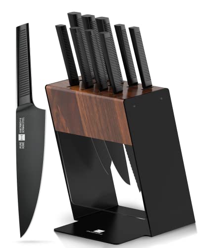 Knife Set, Ipurehome® Kitchen Knife Set With Block, Professional Dishwasher Safe 12 Pcs High Carbon Stainless Steel Block Knife Set With 4 Steak Knives, 1 Peeler, 1 Scissor, Non-Slip Hollow Handles #TOP3