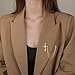 Cross Gold Silver Men'S Brooch Suit Pin with Gem Rhinestone Buckle Brooches Chain tassel Lapel Collar Pins Shirt Decoration Metal Tie Clips Brooch Pins Women Coat Pin with Gift (Gold)