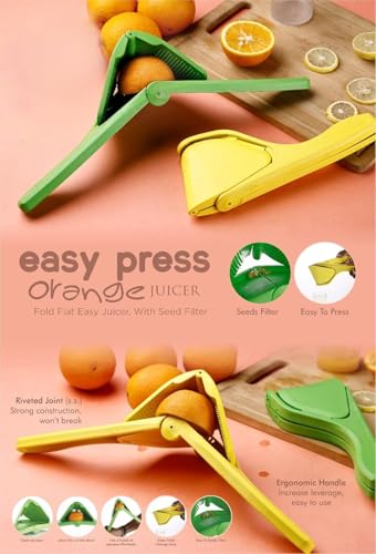 Image of BLLUEX Flat Lemon Squeezer, Effortless Flat Lemon Juicer Squeezer, Hand Citrus Press, Citrus Squeezer Pack of 1 - Yellow