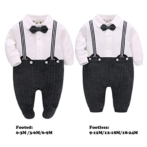 Famuka Baby Boy Gentleman Romper Toddler Boys Formal Suit Party Dress One-Piece Wedding Tuxedo 0-24M thumb #6