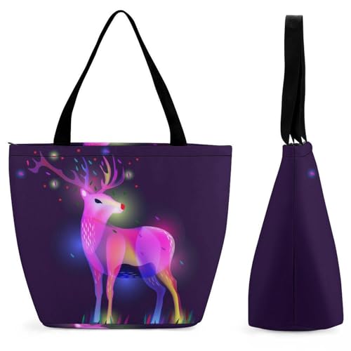Sac bandoulière Élans Colorés - Grand sac de shopping 28.5x18x32.5cm