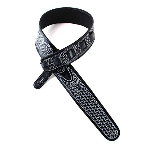 Walker & Williams GB-192 Sangle de guitare rembourrée Motif aigle de course Noir cobalt et étoiles Texas - Les Beatles, Paul McCartney, John Lennon, RIngo Starr, George Harrison Walker & Williams GB-192 Sangle de guitare rembourrée Motif aigle de course Noir cobalt et étoiles Texas – Image 3