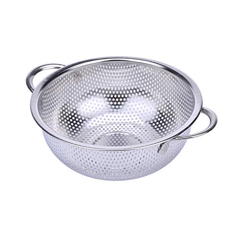 Jkjhbhged Stainless Steel Colanders With Handle,Colander Perforated Strainer For Kitchen Pasta/Vegetable/Rice/Fruit/Food-S