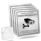 WARNHINWEIS: Achtung Videoüberwachung Schild im Format 15 x 15 cm, gemäß der DSGVO zur rechtmäßigen Überwachung von Privat- und öffentlichen Bereichen.