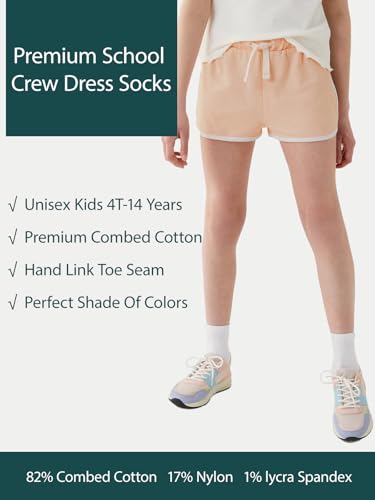 COTTON DAY Unisex School Kids Boys Girls Soft Cotton Black White Gray Navy Khaki Athletic Socks with Retro Stripes3