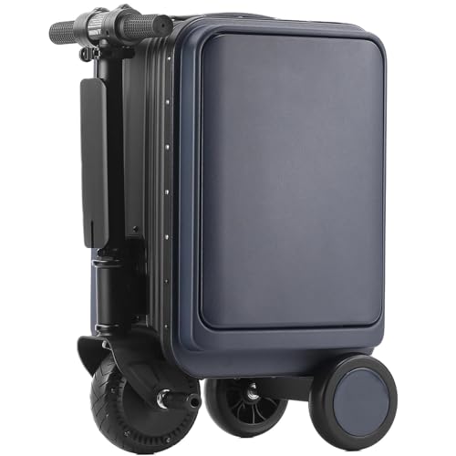 Smart Electric Luggage, Portable Cycling Suitcase, Electric Ride-On Suitcase Scooter Carry-On for Adults, Ride on Suitcase for Adults, with Removable Battery, USB Port, TSA Lock,Blue