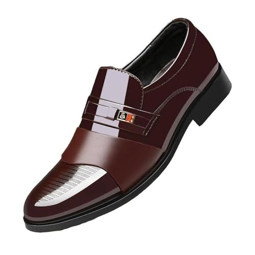 Men's Business Casual Fashion Simple Slip-on Shoes Oxfords(Brown6222,7)4