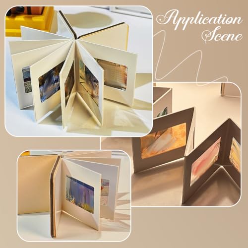 4 Kits de Mini Álbumes de Fotos en Acordión, Blanco, Cuadrado, de Papel, con Cubierta Rígida, Autoadhesivo, Plegable, para Regalos de Aniversario, Boda, Cumpleaños y Manualidades miniatura 6