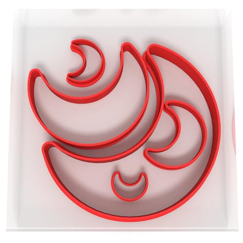 Custom Cutters Lot de 5 emporte-pièces en forme de lune en plastique pour pâtisserie, fondant, argile, pâtisserie, glaçage, bijoux (1,5/2/3/5/8 cm)