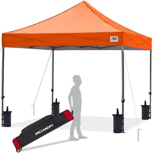 Image of ABCCANOPY Pop Up Canopy - 8x8 Outdoor Patio Portable Canopy Tent with 4 Weight Bags (Orange)