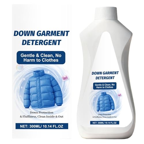 DETERGENTE PARA PRENDAS DE PLUMÓN - Limpiador profesional de plumón y plumas, restaura la suavidad y la calidez, fórmula suave para lavado a máquina y a mano, 300 ml / 10.14 fl.oz