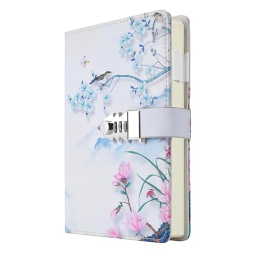 A5 Creative Password Lock Diary, PU Leather Journal with Combination Lock Password Notebook Locking Personal Diary (Style 5)