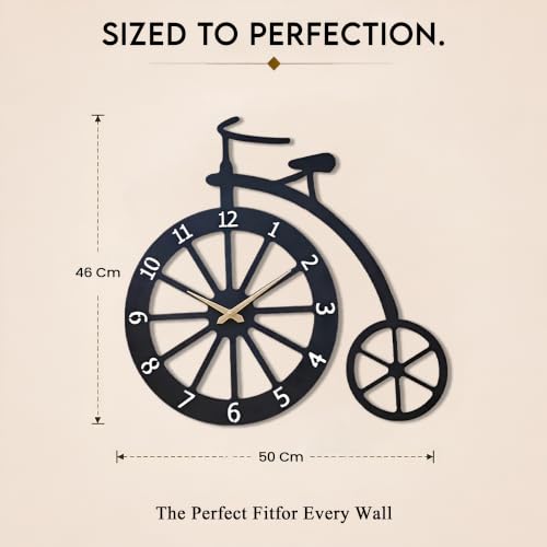 Image of Auromin Cycle Wall Clock for Living Room & Bedroom | Stylish Bicycle Unique Decorative Wall Clock | Modern Big Size Wall Watch for Home, Office & Hall | Unique Vintage-Inspired Home Decor Item