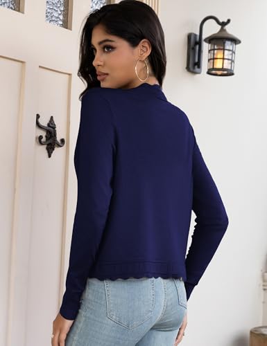 OmicGot Cropped Cardigan Sweaters for Women Open Front Knit Short Bolero Shrugs Navy Blue XL3