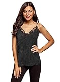 oodji Ultra Mujer Top de Estilo Ropa Interior con Bordes de Encaje, Negro, ES 36 / XS