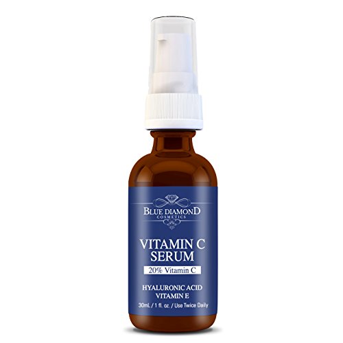 BLUE DIAMOND COSMETICS VITAMIN C SERUM 20% Potency + Amino Complex + Hyaluronic Acid BEST Anti Wrinkle Cream. This Nutri