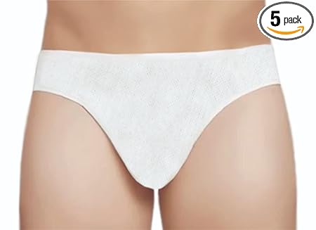 Disposable Underwear for Men | Brief for Travel, Trekking, Camping, spa, Herbal Treatments, Hospital Stay, & Specially Designed for Men (5 pcs Pack) (S) White