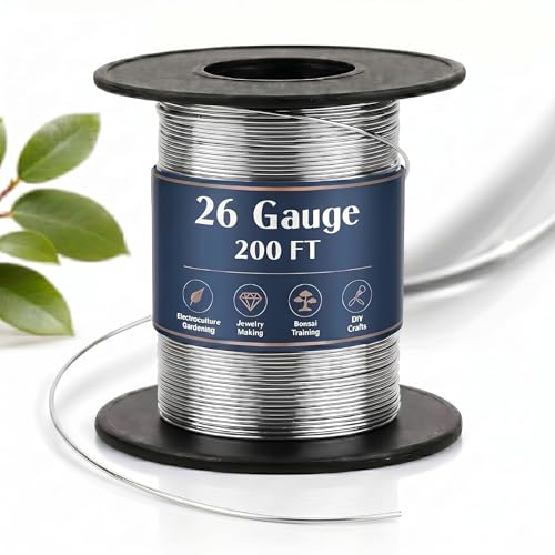 Image of Therwen 200ft 26 Gauge Stainless Steel Wire for Gardening, Electroculture, Bonsai, Jewelry Making Beading DIY Craft Pure Bare Stainless Steel Wire Spool