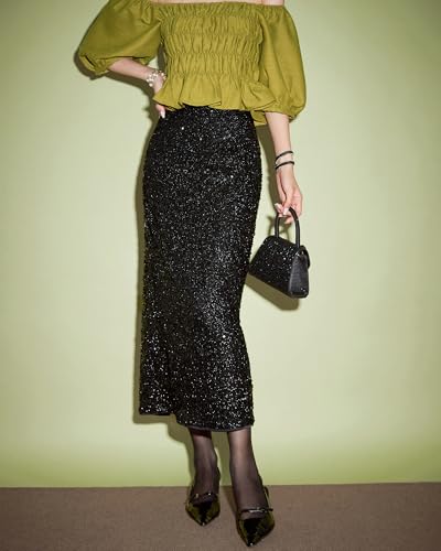 Women’s High Waist Midi Skirt Sexy Vacation Summer Cocktail Party Skirt2