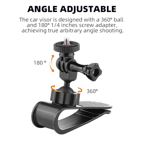 Image of MTRoyaldia Car Sun Visor Mount for In-sta360 X5 X4 X3, Car Mount Inside Holder with Phone Clip for DJI Osmo Pocket 3 /360 Action 5 Pro 4 3 /Xtra Muse, Go-Pro POV Mount Vlog /Video Smartphone Accessories