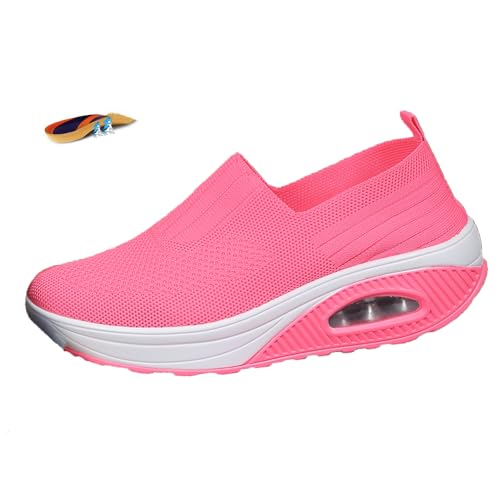 Women's Orthopedic Mesh Air Cushion Walking Shoes Slip-on Platform Casual Wedge Rocker Sneakers Light Breathable Arch Support Diabetic Nursing Nurse