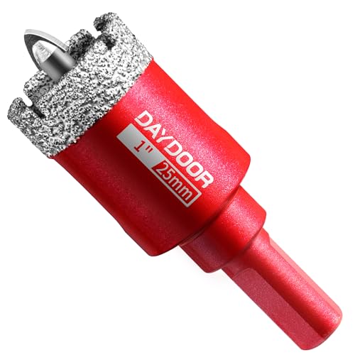 DAYDOOR 1" Diamond Hole Saw Bits with Pilot Drill Bit-2pcs 25mm Diamond Tile Hole Saw with Guiding Bit for Porcelain Tile Ceramic Pottery Granite Stone Glass Bottles(3/8" Triangle Shank)