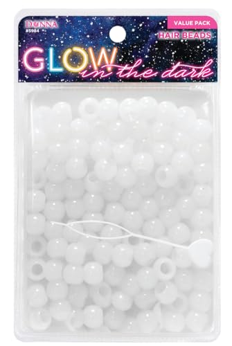 Donna Hair Beads for Braids Kit | 13x11mm Colorful Pony Beads With Quick Beader Tool | DIY Hair Braiding for Kids, 1PC (White)
