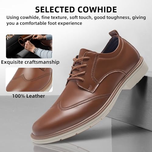 Orthopedic Business Leather Dress Shoes - Arch Support Plantar Fasciitis Formal Wingtip Oxford for Mens - Cap Toe Comfortable Orthotics Patent Tuxedo Sneakers for Foot and Heel Pain Relief3