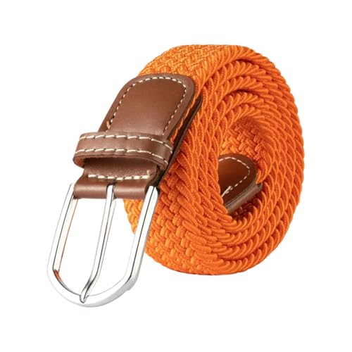 Decorative Belt 2.5cmx100cm /3.3cmx107cm Unisex Belt Casual Knitted Pin Buckle Belt Woven Canvas Elastic Braided Stretch Belts For Women for Country Concert Outfit(3.3cmX107cm,Orange)