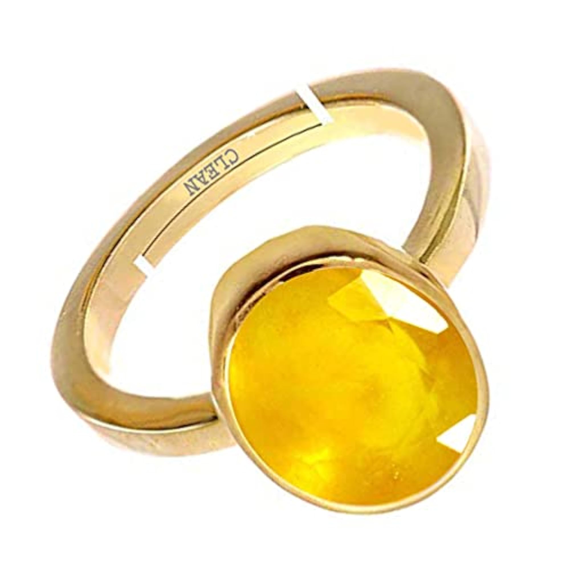 Women's Gold Plated Adjustable Yellow Sapphire Ring, Astrological Gemstone