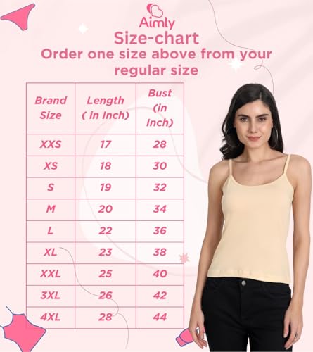 Image of Aimly Women's Cotton Regular Fit Camisole Slip Pack of 3