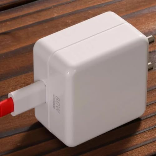 Image of Original 80W Super VOOC Charger Compatible with OnePlus 11R /12R / 10 Pro /10T /10R /9Pro /9 /9R /9RT /Nord 2T (Adapter & Cable) with 3 Months Warranty,White
