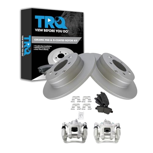 Image of TRQ Rear Brake Pad and Rotor Set Ceramic G Coated Rotors Calipers