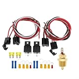 Kit de relais de ventilateur électrique double 40 A, contrôleur de ventilateur de voiture avec faisceau de câblage de refroidissement étanche et interrupteur de capteur de température pour