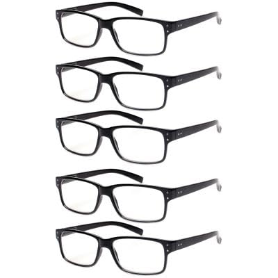 NORPERWIS Reading Glasses 5 Pairs Quality Readers Spring Hinge Glasses for Reading for Men and Women (5BLACK, 1.25)