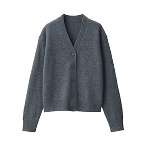 無印良品 婦人 洗えるウールミドルゲージVネックカーディガン レディース BA1P5A4A チャコールグレー 婦人XS" 